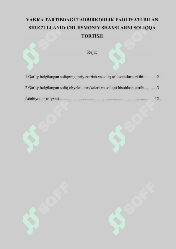 YAKKA TARTIBDAGI TADBIRKORLIK FAOLIYATI BILAN SHUG'ULLANUVCHI JISMONIY SHAXSLARNI SOLIQQA TORTISH 2