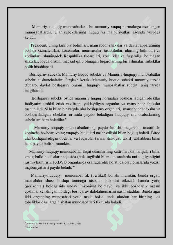 MA’MURY  HUQUQ  NORMALARINING TURLARI, ULARNING FUNKSIYALARI  VA TUZILISHI 6