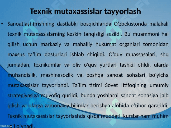 O‘ZBEKISTON SSRDA SANOATLASHTIRISH 25 6