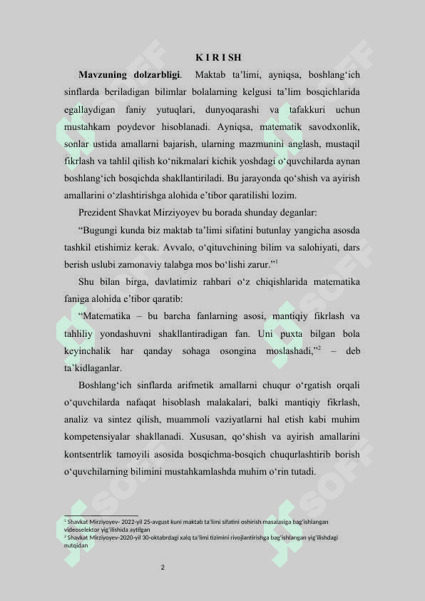QO’SHISH VA AYIRISH AMALI MA’NOSINI OCHIB BERISH HAMDA UNI BOSQICHMA BOSQICH KONTSENTRLARDA O’RINLANISHINI O’RGATISH 2