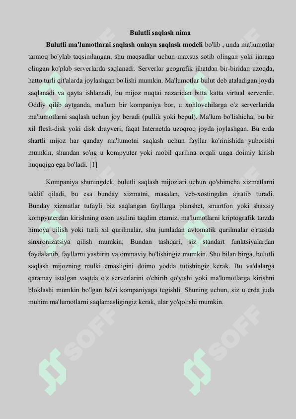Ma’lumotlarni bulutda saqlash platformalari bilan ishlash 3