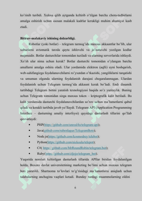 TELEGRAM IJTIMOIY TARMOG’IDA BOT YARATISH TEXNOLOGIYASI.TO’LOV SHARTNOMA HOLATINI KO’RISH MISOLIDA 6
