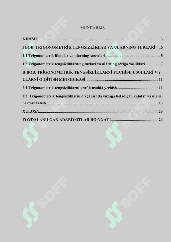 Trigonometrik tengsizliklar yechish metodikasi 2