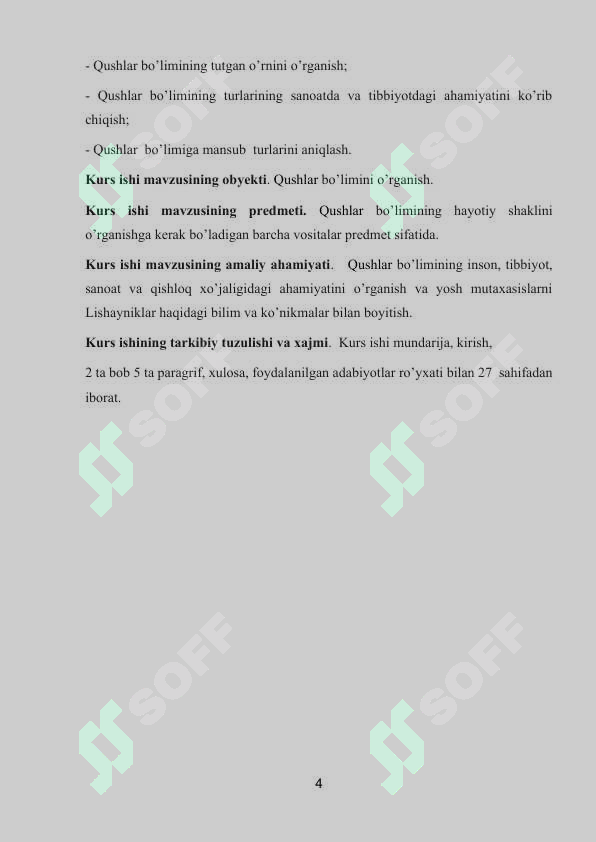 QUSHLARNING KЕLIB CHIQISHI VA TARIXI. QUSHLARNING SISTEMATIKASI VA XILMA-XILLIGI 3