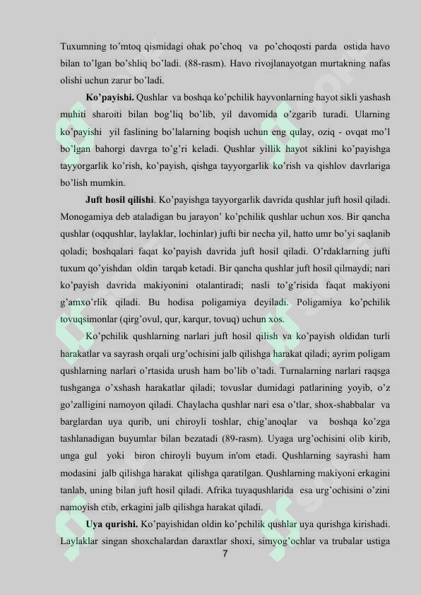 QUSHLARNING KЕLIB CHIQISHI VA TARIXI. QUSHLARNING SISTEMATIKASI VA XILMA-XILLIGI 6
