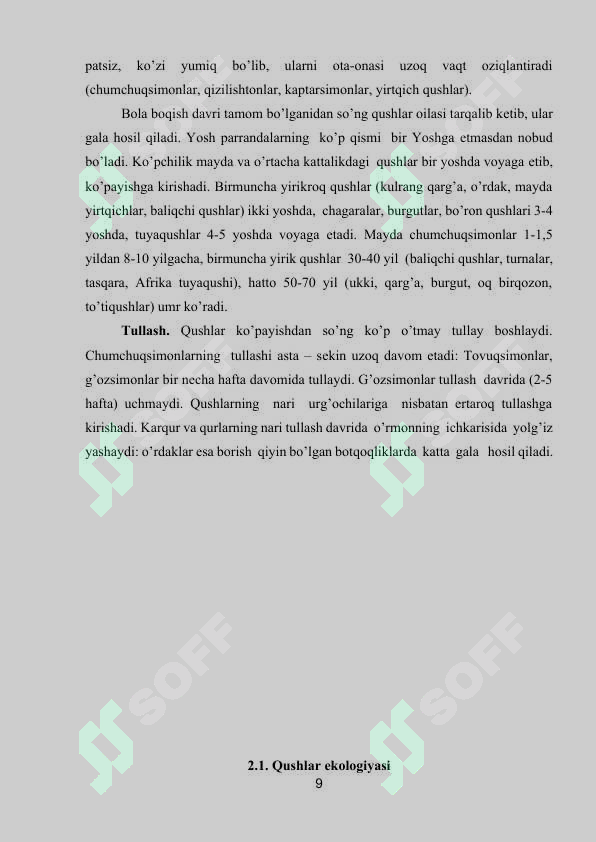 QUSHLARNING KЕLIB CHIQISHI VA TARIXI. QUSHLARNING SISTEMATIKASI VA XILMA-XILLIGI 8