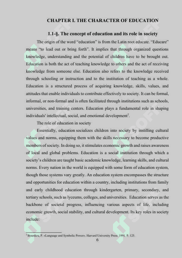 The Character of Education and Language 6
