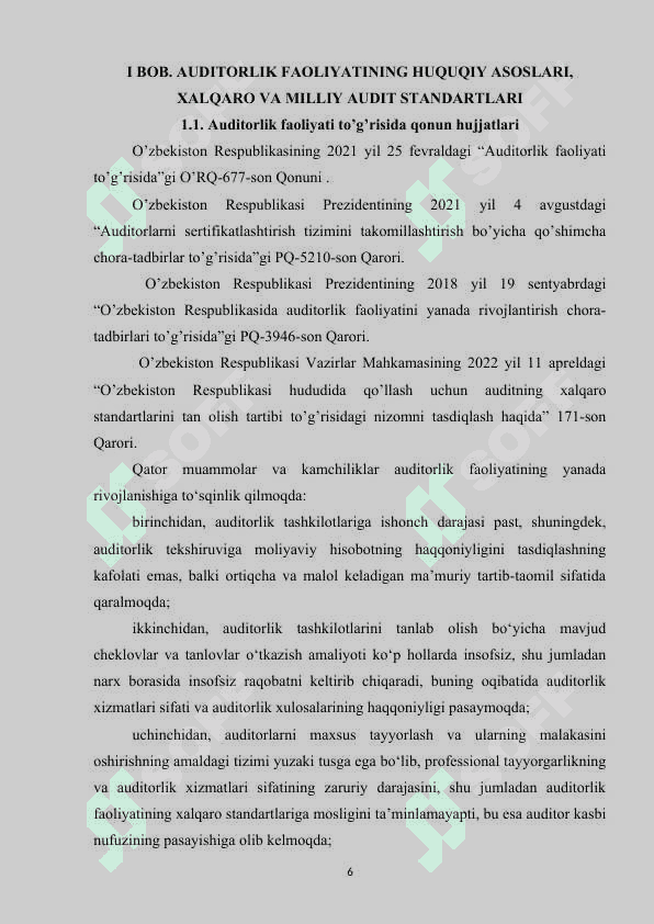 AUDITNING XALQARO STANDARTLARINI SINFLASHTIRISH VA O'ZBEKISTON RESPUBLIKASIDA QO'LLASH MASALALARI.doc 5