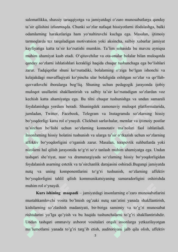 NUTQ MAZMUNI KOMPONENTLARI, SO’ZLARNING AFFEKTIV BO’YOQDORLIGI 3