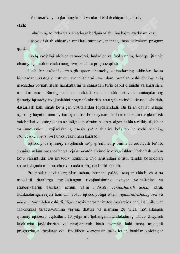 O‘zbekistonda  o‘rta muddatli indikativ rejani tayyorlash va uni  amalga  oshirishga ko‘maklashuvchi sharoitlar 6