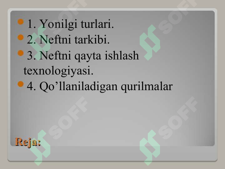 Yonilg‘i maxsulotlarini qayta ishlash texnologiyasi 2