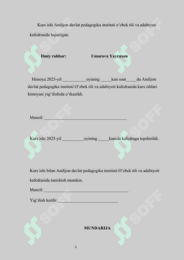 Pedagogik innovatsion texnologiyalar va adabiy ta'lim kurs ishi 2