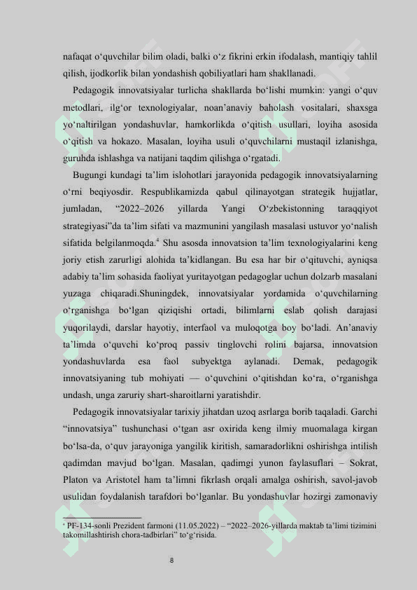 Pedagogik innovatsion texnologiyalar va adabiy ta'lim kurs ishi 8