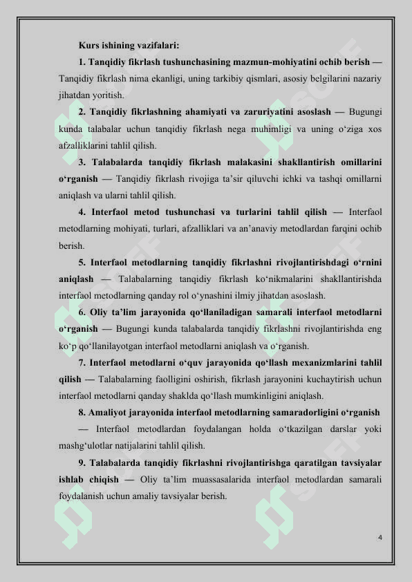 Talabalar tanqidiy fikrini rivojlantirishda interfaol metodlarning o’rni. 4