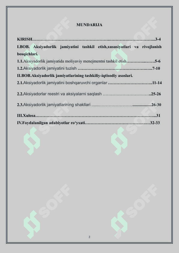 Aksiyadorlik jamiyatlarining tashkiliy-iqtisodiy asoslari 2