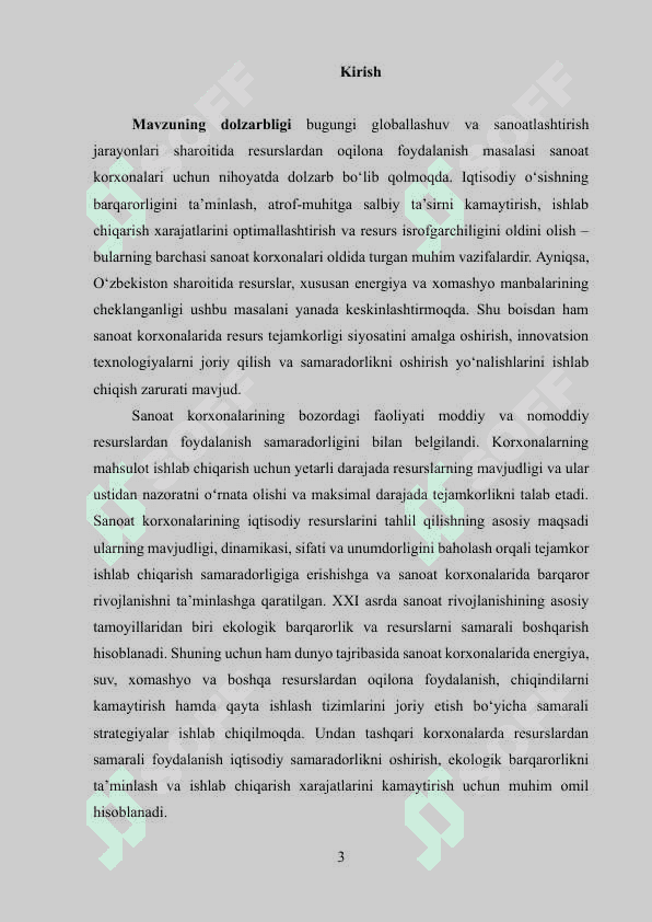 Sanoat korxonalari iqtisodiy rivojlanishning samaradorligini ta’minlashda resurs tejamkorligi va uni amalga oshirish yo‘nalishlari 3