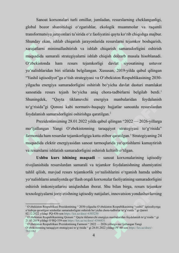 Sanoat korxonalari iqtisodiy rivojlanishning samaradorligini ta’minlashda resurs tejamkorligi va uni amalga oshirish yo‘nalishlari 4