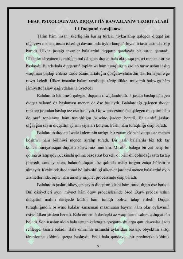 Dıqqattıń rawajlanıwı kurs jumısı2025 100 procent qabıllaydı qáte kemshiliksiz jazılǵan 5