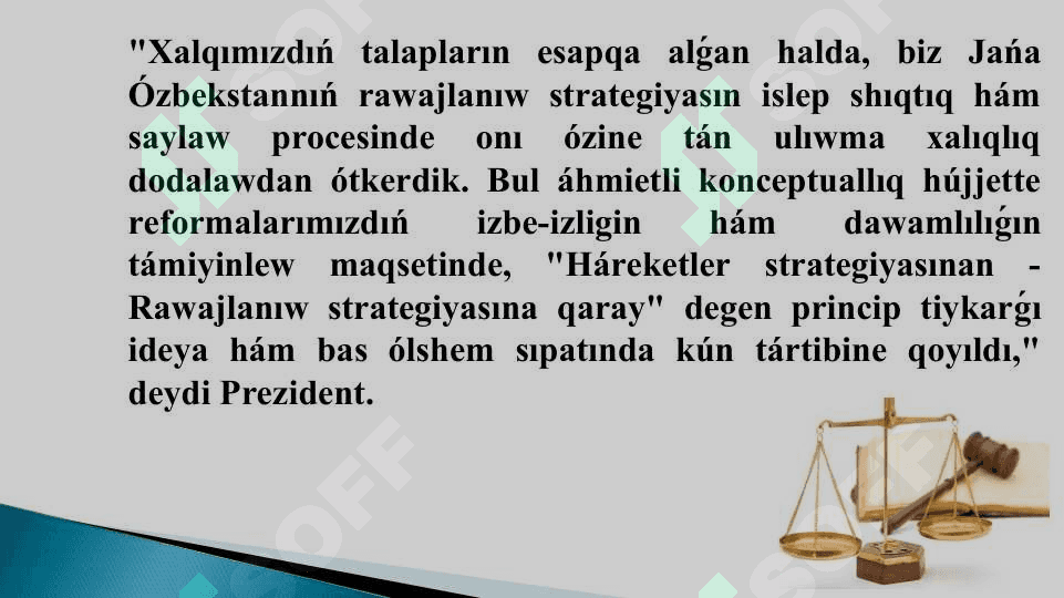 Rawajlanıw strategiyasınıń mánis-mazmunı, maqset hám waziypaları 30 bet.ppt 3