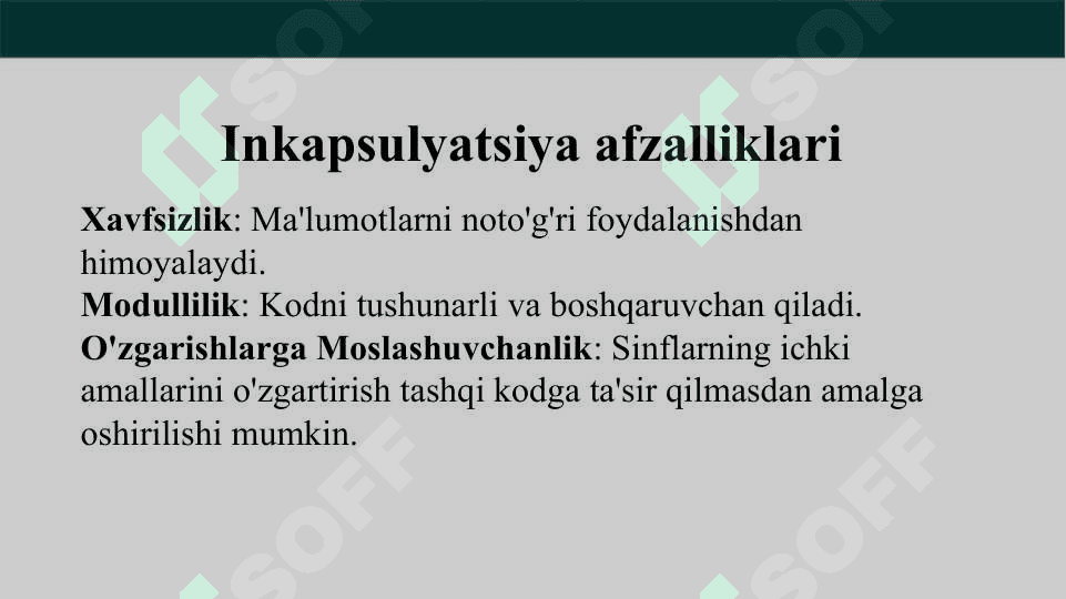 Inkapsulyatsiya va merosxo'rlik 7