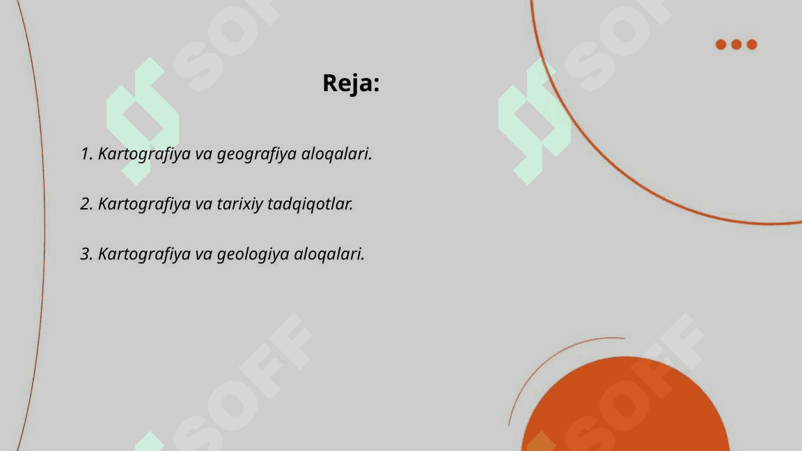 Kartografiyaning boshqa fanlar bilan aloqalari va boshqa fanlarni o‘rganishda asosiy man’ba bo‘lib xizmat qilinishi 2