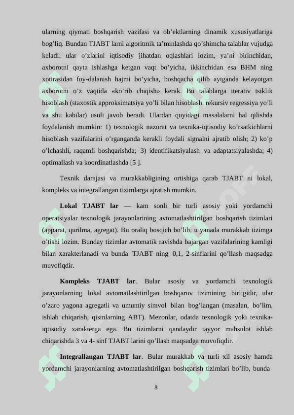 Ko’p portli kompyuterlar yordamida texnologik jarayonlarni boshqarish tizimini loyihalash 8