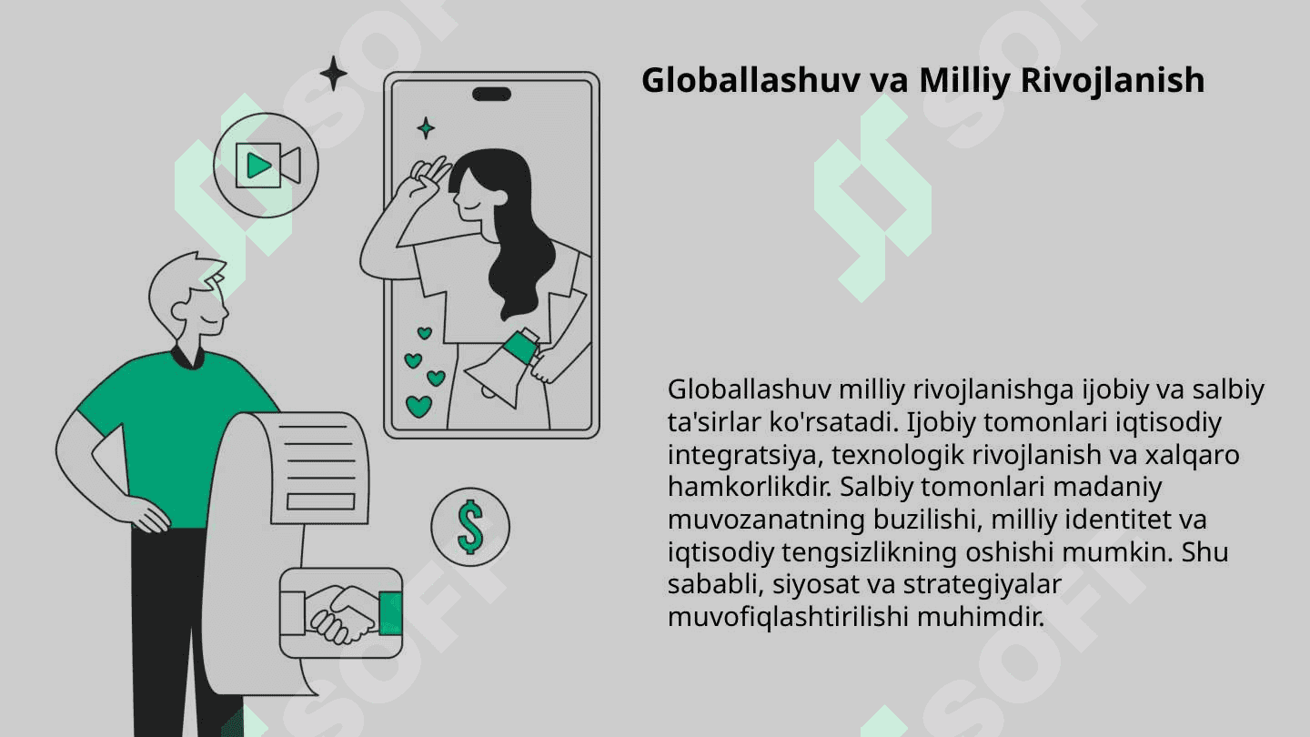 Globallashuvning milliy rivojlanishga o'tkazayotgan tasiri va uning oqibatlari 8