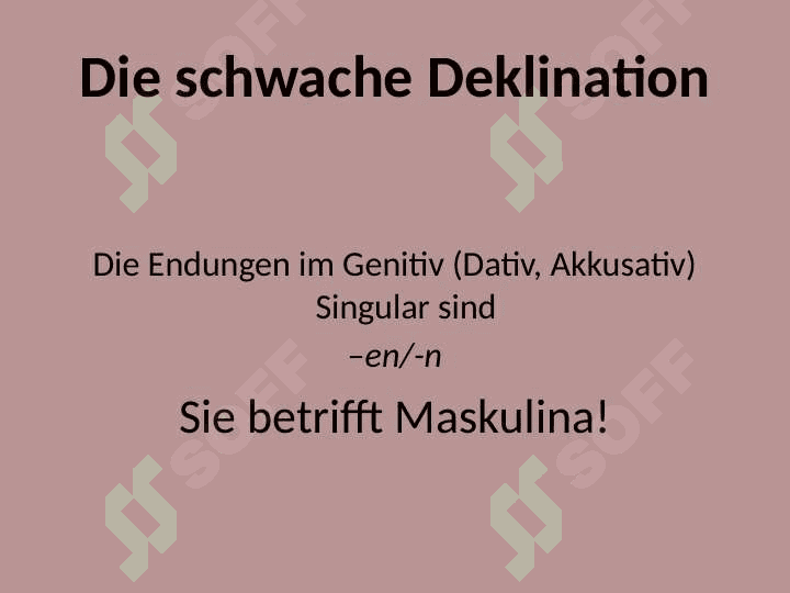 eigenständiges Arbeitsthema: die schwache Deklination der Substantive 2