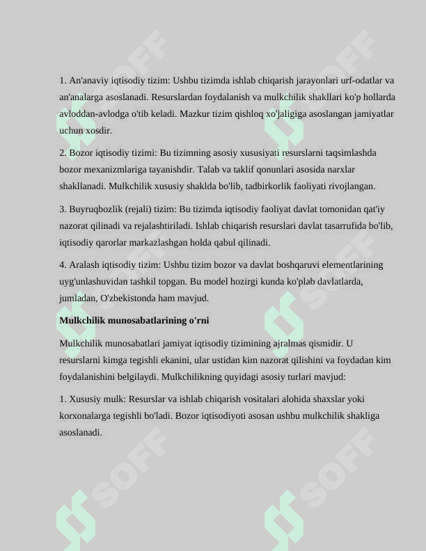 Ijtimoiy-iqtisodiy tizimlar va mulkchilik munosabatlari 5