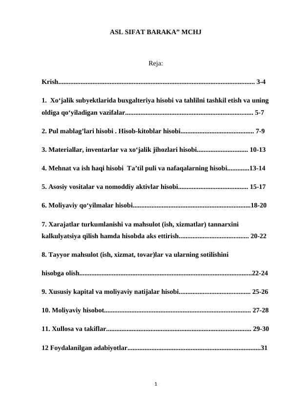 MCHJ ma'suliyati cheklangan jamiyatlar  uchun amaliyot hisoboti