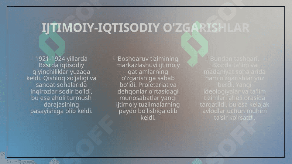 BXSRning 1921-1924-yillardagi siyosiy va ijtimoiy -iqtisodiy hayoti 5