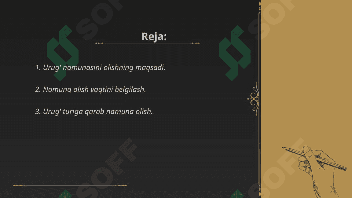 Analiz uchun urug‘ namunasini olish qoidasi 2