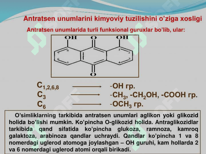 Tarkibiga anratsеn unumlari bo’lgan dorivor o’simliklar va mahsulotlarni tahlili 3