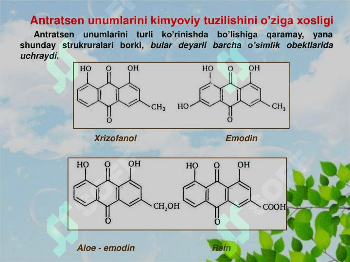 Tarkibiga anratsеn unumlari bo’lgan dorivor o’simliklar va mahsulotlarni tahlili 5