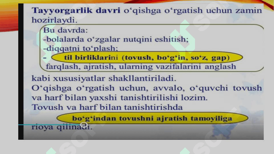 Savod o‘rgatishda o‘quvchilarning yozuv malakalarini shakllantirish tenologiyasi 8