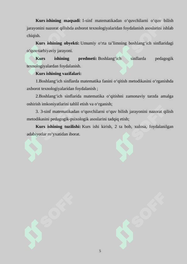3-SINFDA MATEMATIKA FANIDAN O‘QUVCHILARNI O‘QUV-BILISH JARAYONINI NAZORAT QILISH METODIKASI 5