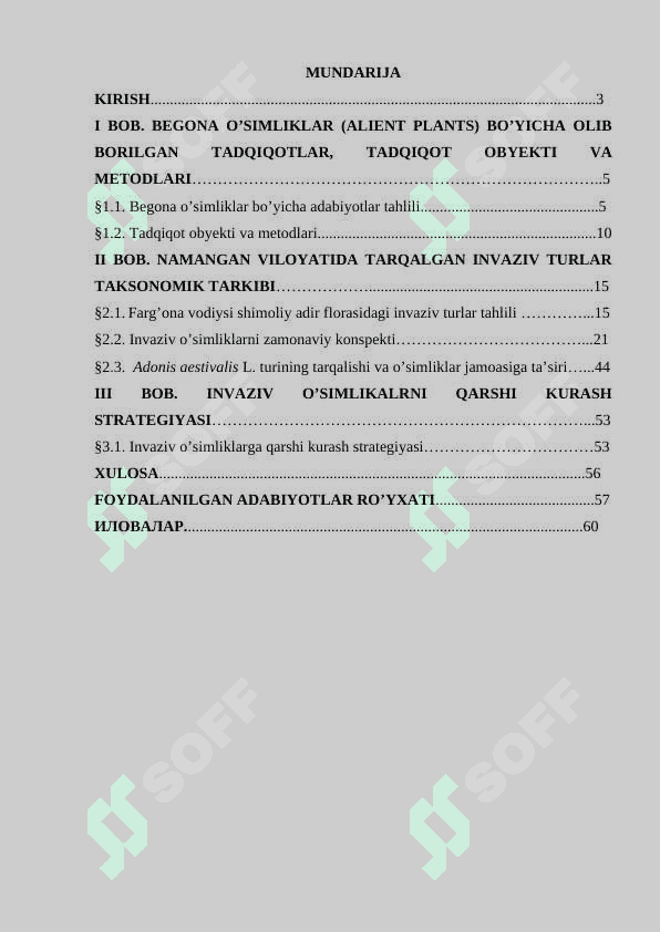 NAMANGAN VILOYATIDA TARQALGAN INVAZIV TURLAR (TAKSONOMIYASI, GEOGRAFIYASI VA QARSHI KURASH STRATEGIYASI) 2