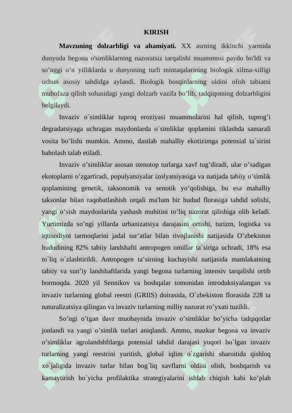 NAMANGAN VILOYATIDA TARQALGAN INVAZIV TURLAR (TAKSONOMIYASI, GEOGRAFIYASI VA QARSHI KURASH STRATEGIYASI) 3