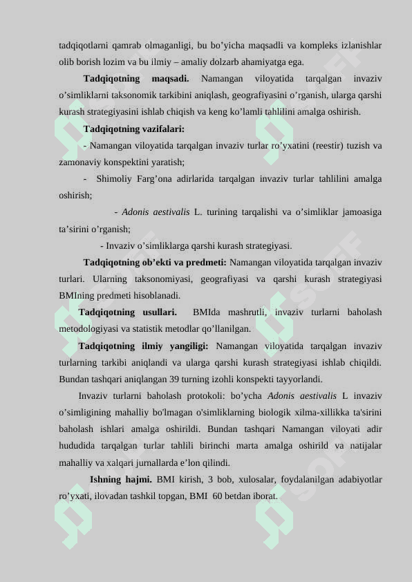 NAMANGAN VILOYATIDA TARQALGAN INVAZIV TURLAR (TAKSONOMIYASI, GEOGRAFIYASI VA QARSHI KURASH STRATEGIYASI) 4