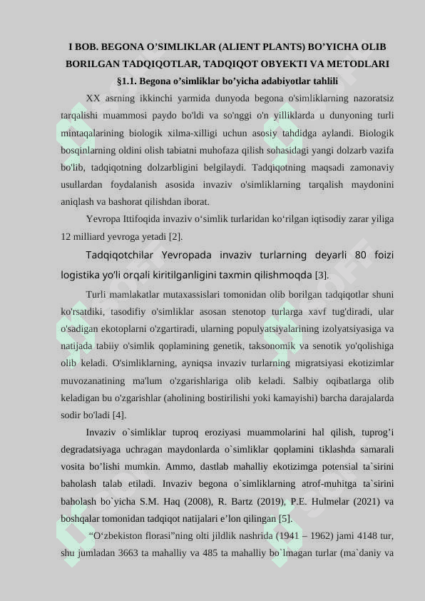 NAMANGAN VILOYATIDA TARQALGAN INVAZIV TURLAR (TAKSONOMIYASI, GEOGRAFIYASI VA QARSHI KURASH STRATEGIYASI) 5