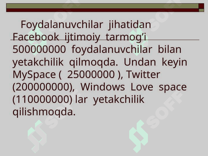 Internet – Ijtimoiy tarmoq xizmatlari  to’g’risida. Ijtimoiy  tarmoqlarning ijobiy va salbiy  jihatlari. 5