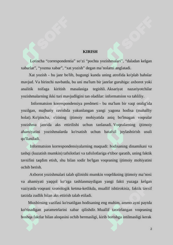 Korrespondensiyaning turlari: informatsion va tahliliy korrespondensiya 2