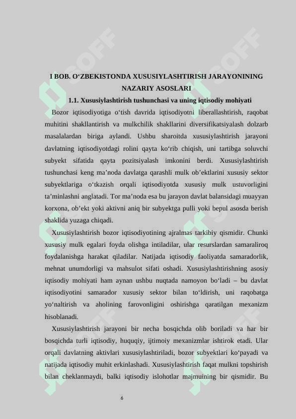 O’zbekistonda xususiylashtirish jarayonlarining bosqichlari va vazifalari 6