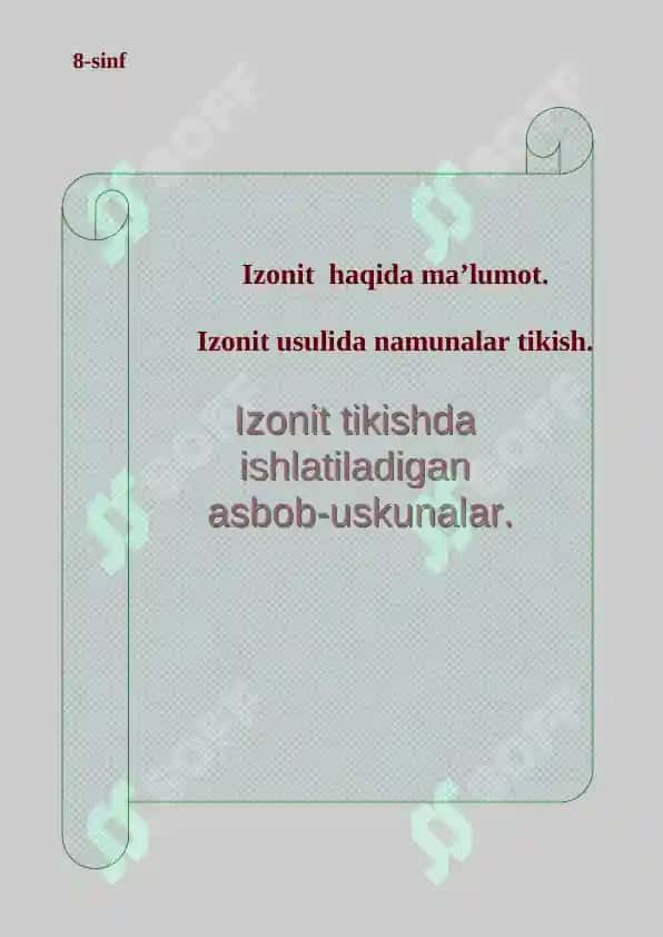 8-sinf texnologiya ochiq dars 3