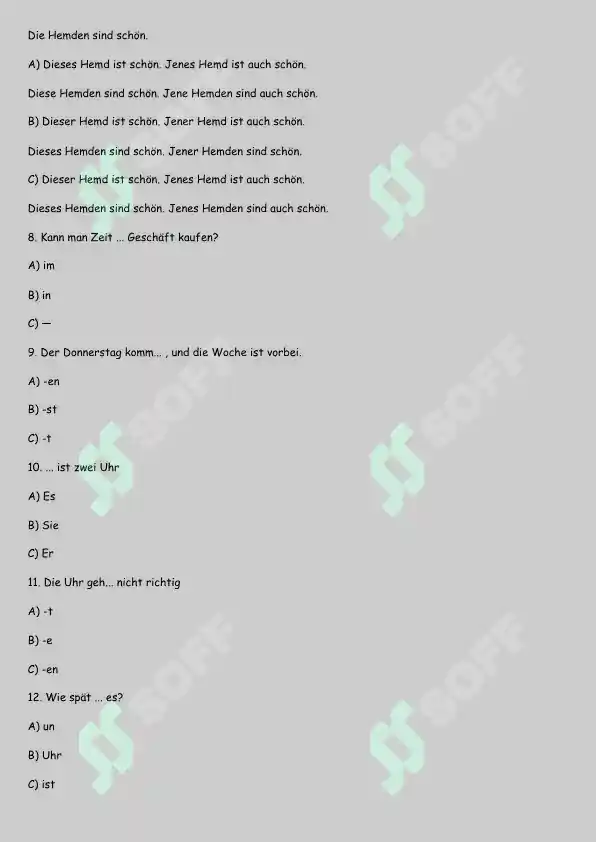Nemis tili fanidan Test / Deutsch Test 2