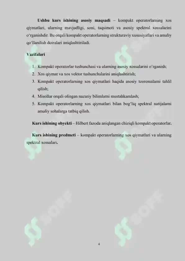 Teskari operatorlar. Kompakt operatorlar 4