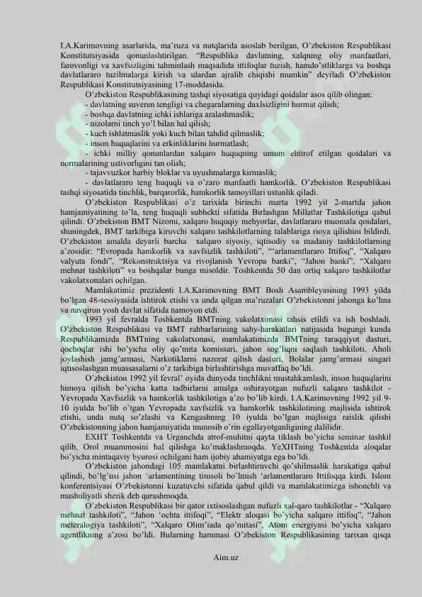 O’zbekistonning jahon hamjamiyatiga integrasiyalashuvi 2