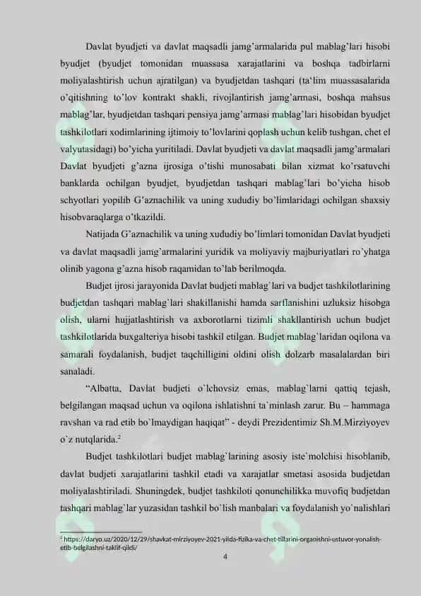 BYUDJET TASHKILOTLARIDA BYUDJETDAN TASHQARI MABLAG’LARINI JALB QILISH VA ULARDAN FOYDALANISH 4