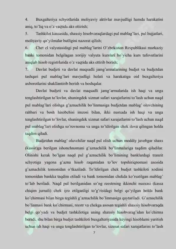 BYUDJET TASHKILOTLARIDA BYUDJETDAN TASHQARI MABLAG’LARINI JALB QILISH VA ULARDAN FOYDALANISH 7