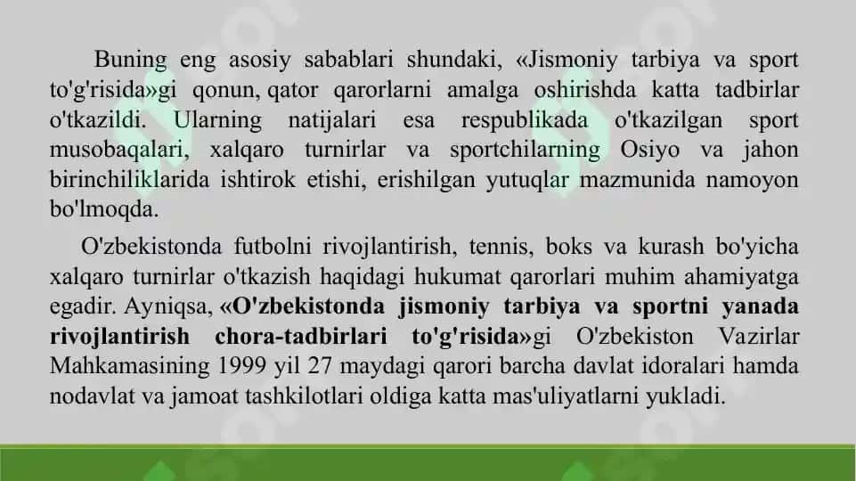 11. Mustaqillik yillaridagi sport sohasida erishilgan yutuqlar. Taqdimot, 11 bet. 4